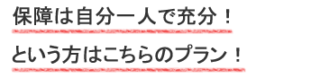 保障は自分一人で充分！という方はこちらのプラン！