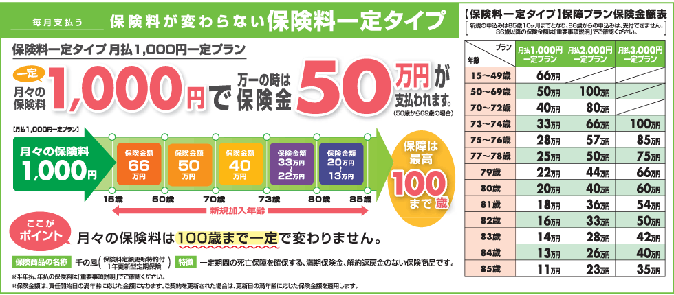 【毎月支払う】保険料が変わらない保険料一定タイプ