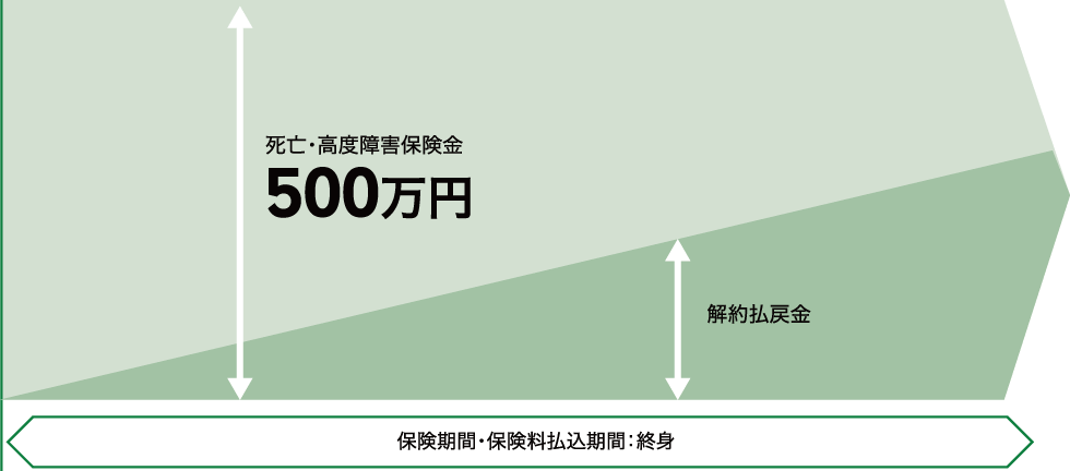 死亡・高度障害保険金と解約払戻金の図