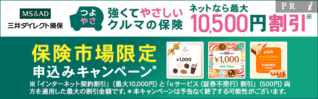 三井ダイレクト損保 強くてやさしいクルマの保険 キャンペーン