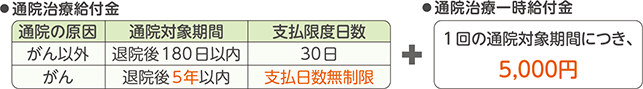 通院治療給付金+通院治療一時給付金