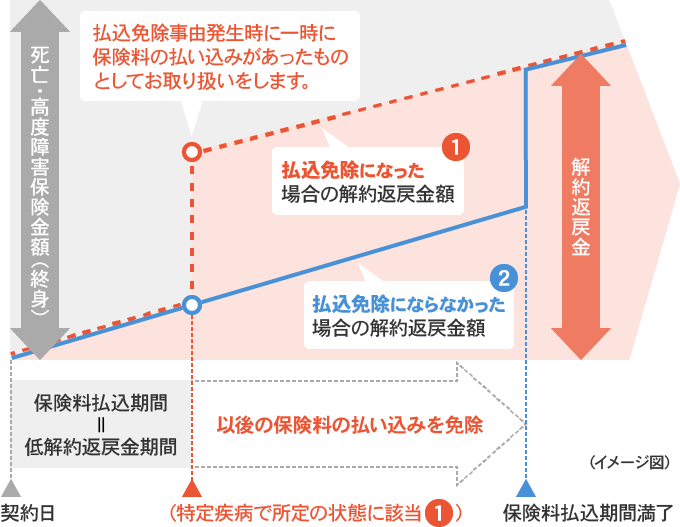 払込免除にならなかった場合との比較図