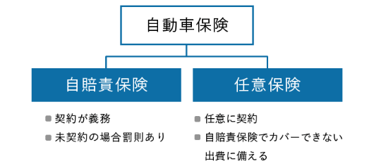 自賠責保険と任意保険の図