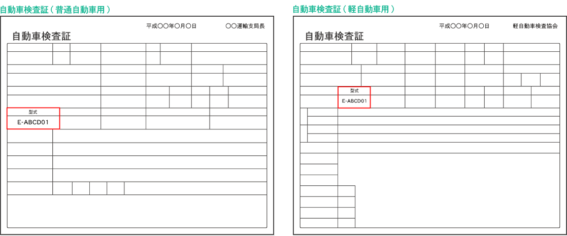 型式の車検証記載箇所