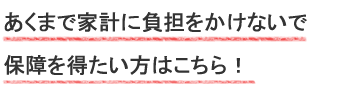 あくまで家計に負担をかけないで保障を得たい方はこちら！