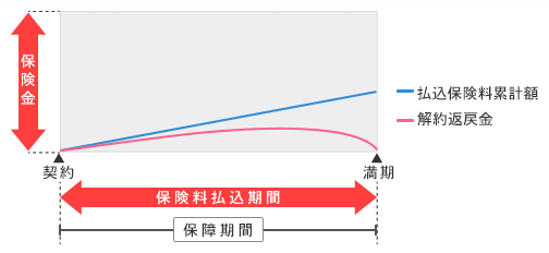 解約返戻金がない、またはあっても少額の図