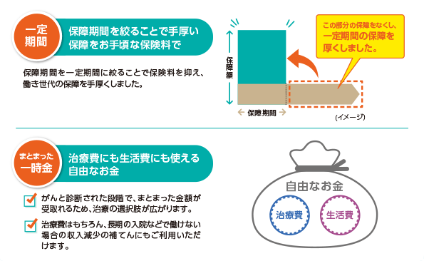 一定期間の保障とまとまった一時金の図