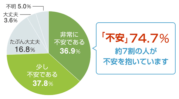 世帯主が就労不能となった場合の必要生活資金に対する安心感・不安感グラフ