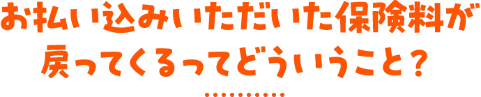 お払い込みいただいた保険料が戻ってくるってどういうこと？